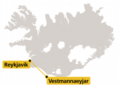 Kort - flug á milli Reykjavíkur og Vestmannaeyja